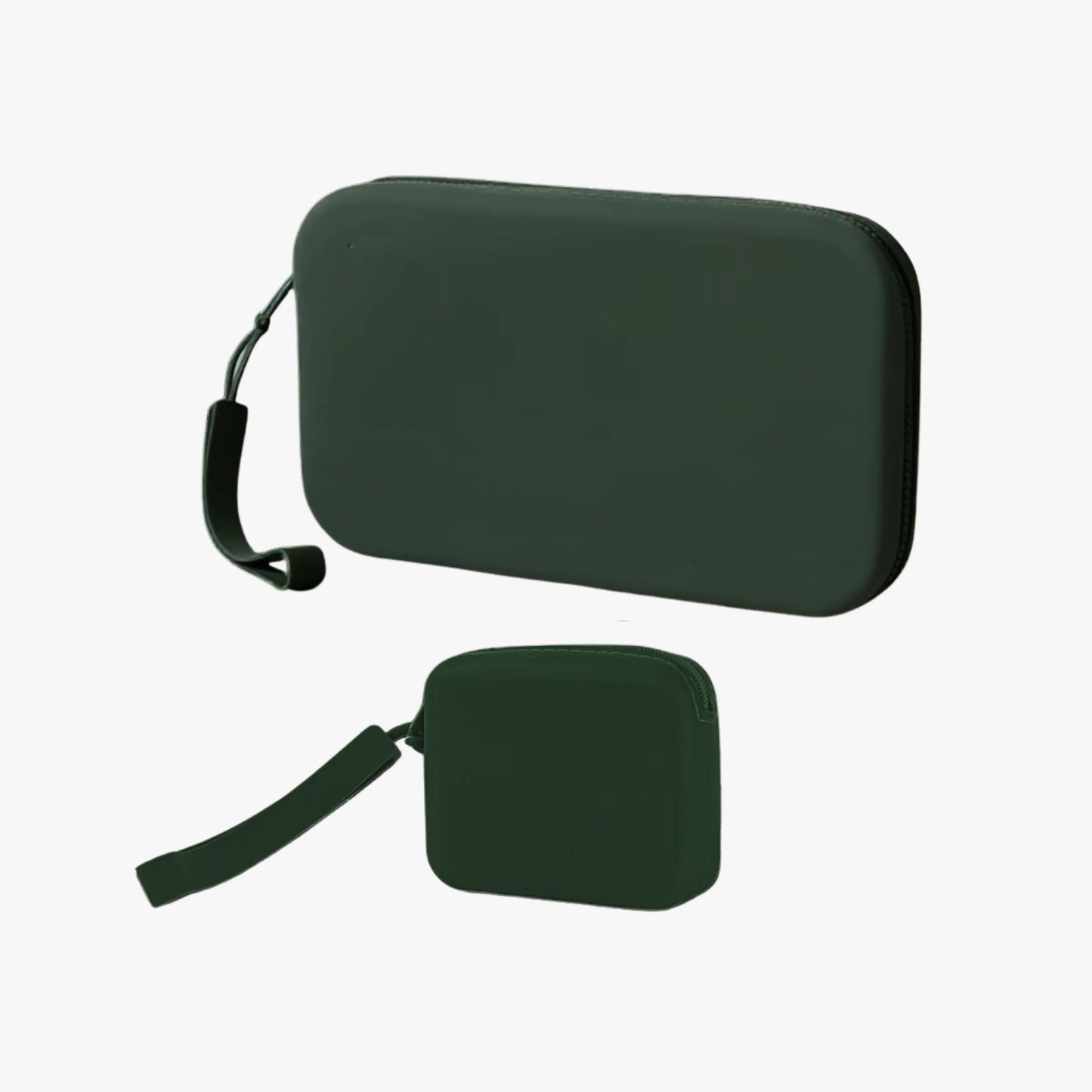 Clean, minimalist photo of the Yoursy Mode Case Duo showing a soft-matte silicon sleeve on the Mode Diffuser and a multi-size sleeve that fits both 10ml and 15ml oil bottles.